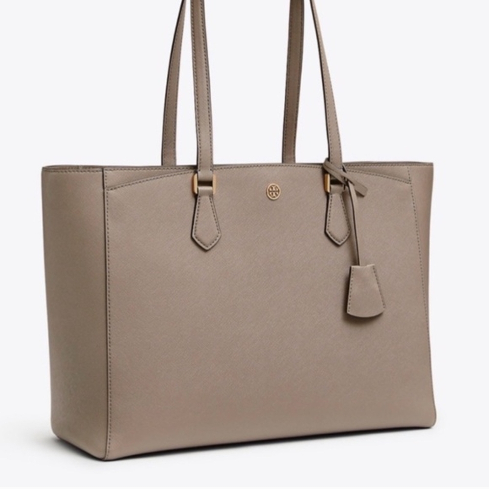 Tory Burch Robinson Tote In Grey Heron